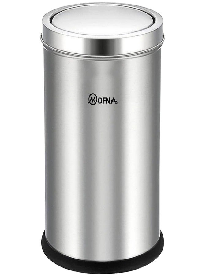 mofna Stainless Steel Swing lid dustbin, Garbage Bin, Trash Can, with removable lid For Home, Kitchen, Bathroom, Office & Commercial Use - 8x12 In -10 Liter, Silver, Pack of 1 - Image 1